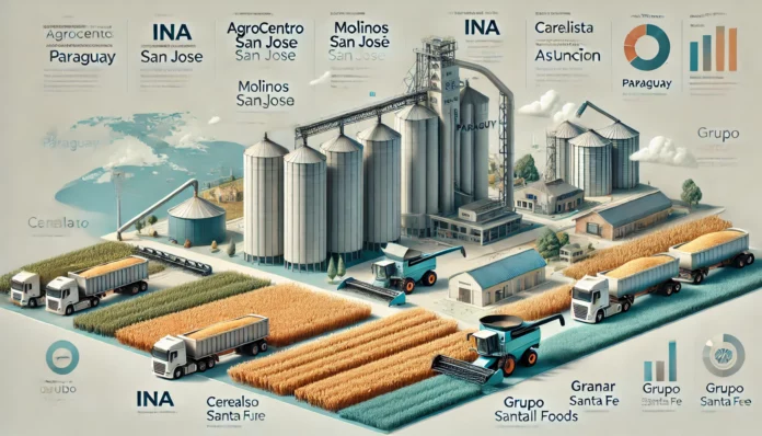 Here is a simple and realistic image for your article, showcasing the top wheat-producing companies in Paraguay. The design includes wheat fields, modern farming equipment, and export logistics, suitable for an agricultural industry report.