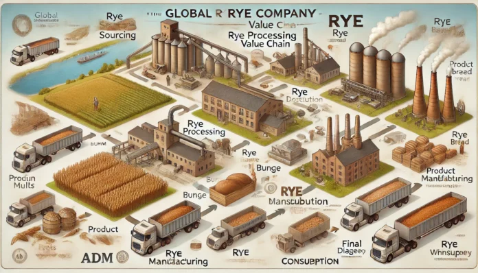 Global Rye Company Value Chain - Sourcing, Processing, Manufacturing, Distribution, and Consumption