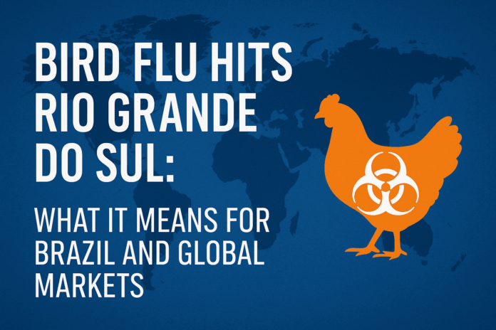 Bird Flu Brazil Brazil confirms bird flu in a commercial farm for the first time. Explore the impact on Rio Grande do Sul’s poultry exports, prices, and global market shifts.