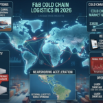 An infographic illustrating 2026 cold chain logistics challenges, including canal surcharges, Panama Canal draft restrictions, and the role of AI in improving temperature-controlled freight efficiency.