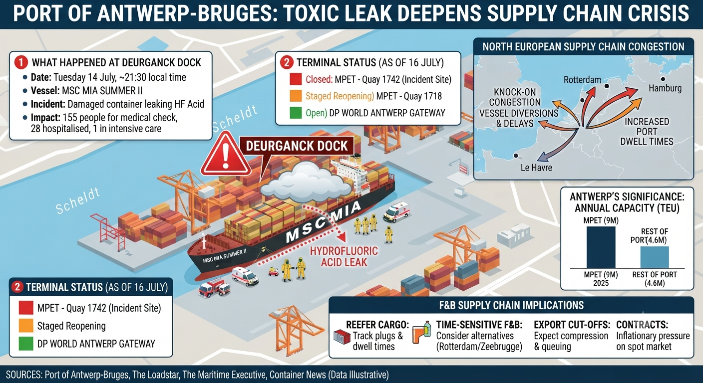 Antwerp port disruption: toxic leak shuts terminals