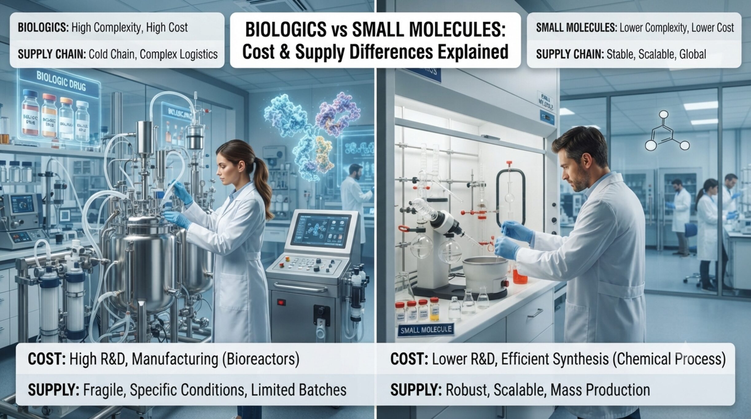 Biologics vs small molecules: what the cost and supply differences mean