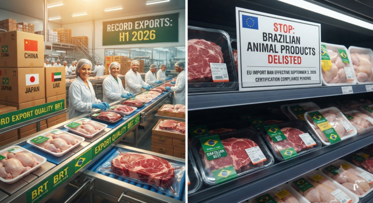 Brazil posts record chicken and beef export volumes for h1 2026. Will the upcoming september eu import ban derail this momentum? Read the analysis.
