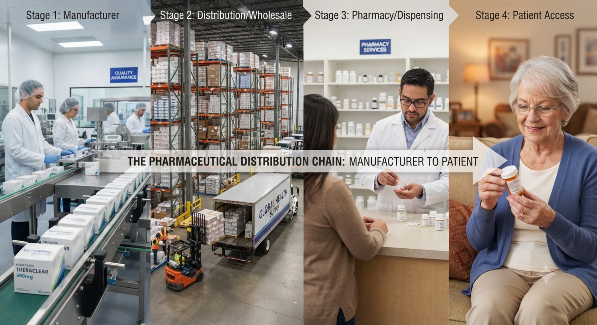The pharmaceutical distribution chain: manufacturer to patient