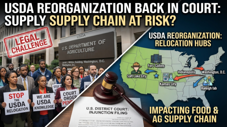 A federal judge weighs a new injunction on usda’s restructuring. Discover what the legal fight means for food safety, export data, and supply chain continuity.