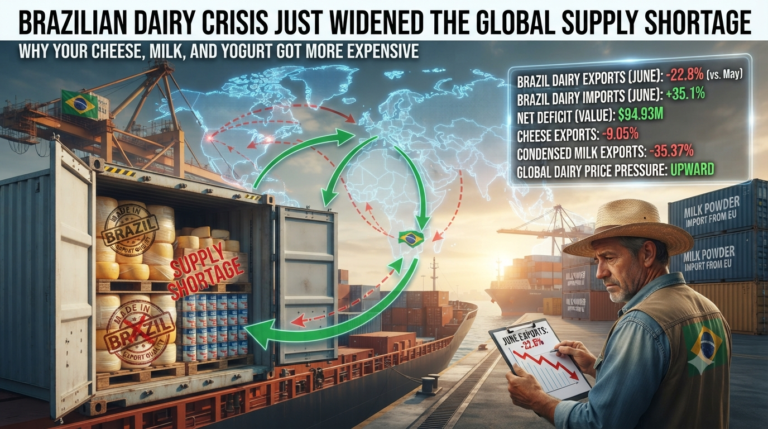 Discover how brazil's dairy export collapse and rising imports are fueling a global supply shortage. Learn what this means for cheese, milk, and f&b costs.