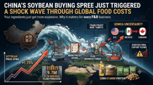 Discover how China's massive soybean purchases and USMCA uncertainty are driving up global food and ingredient costs. Learn actionable procurement strategies for F&B operators.