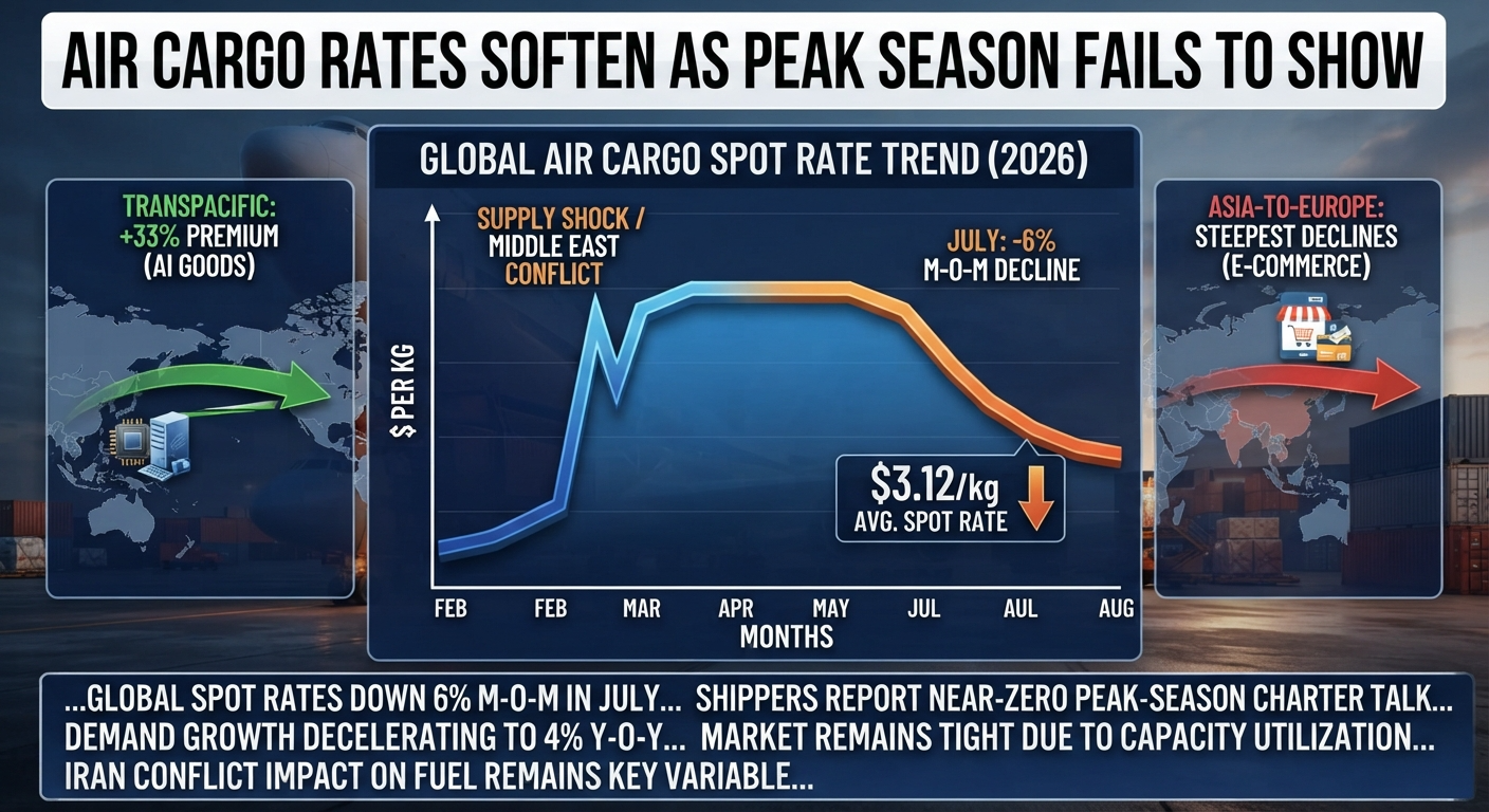 Air cargo rates soften as peak season fails to show