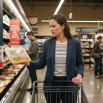 Woman shopping for groceries in store.