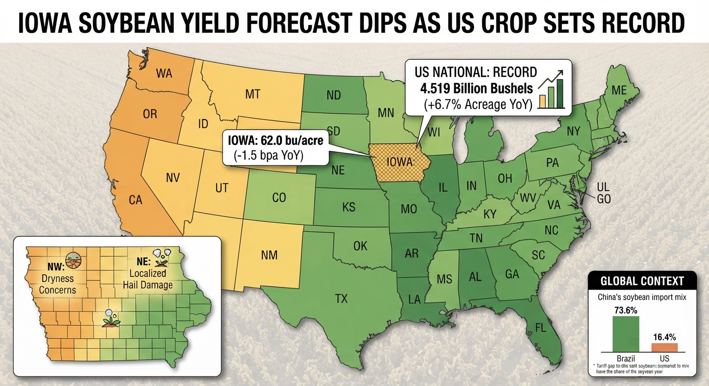 Iowa soybean yield forecast dips as us crop sets record