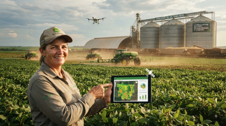 Farmer using technology in field