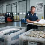 Man analyzing seafood import data.