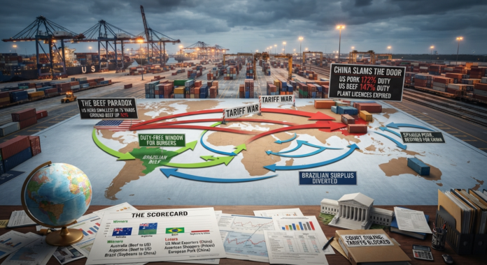 Global meat trade tariff impacts illustrated