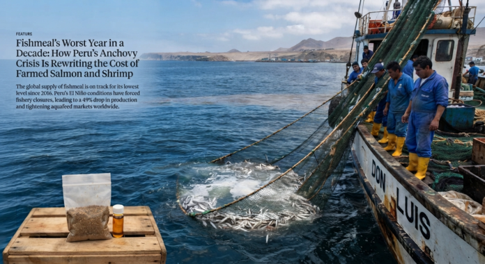 Fishing crew working with anchovy catch