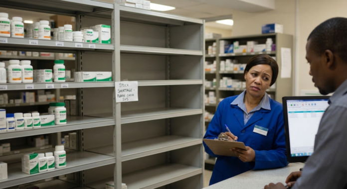 Pharmacist discussing low stock issues