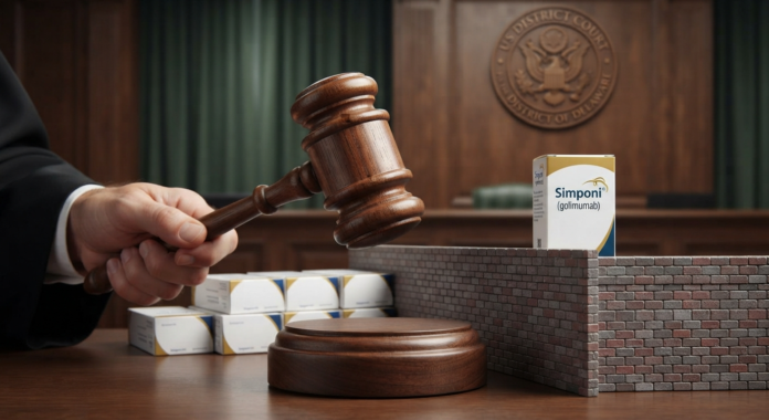 Gavel striking near medication boxes
