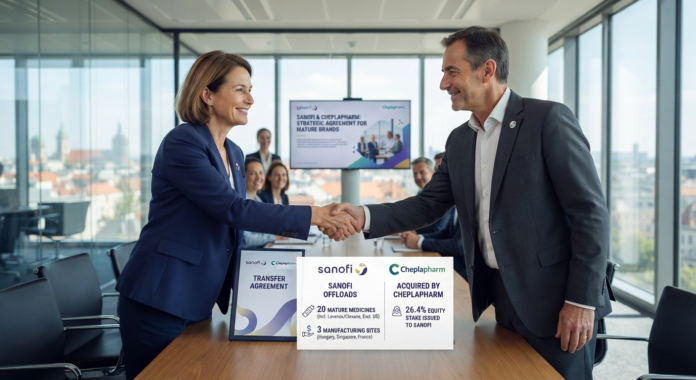 Business handshake at corporate meeting