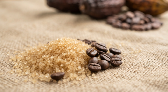 Brown sugar and coffee beans arrangement